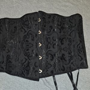 Elegant Black Brocade Corset Belt